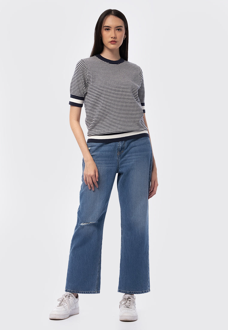 Short Sleeve Printed Knit Top