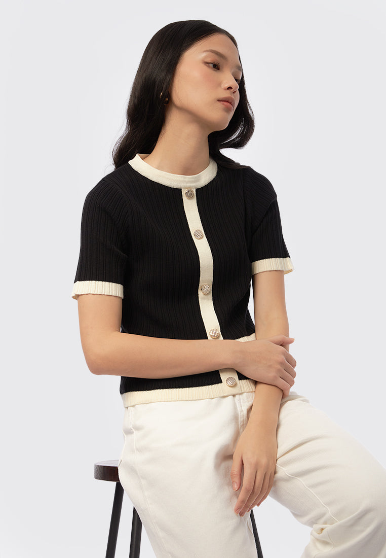 Rib Top with Contrast Lining