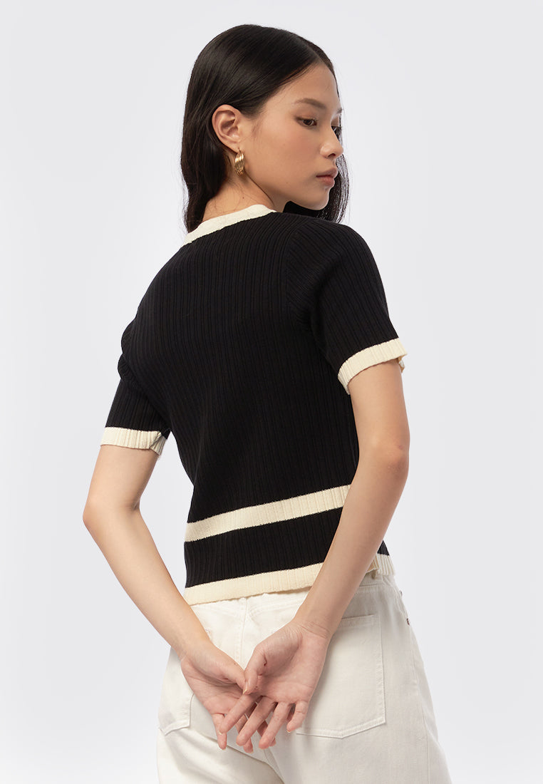 Rib Top with Contrast Lining