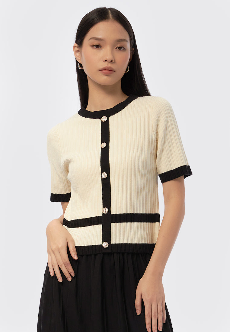 Rib Top with Contrast Lining