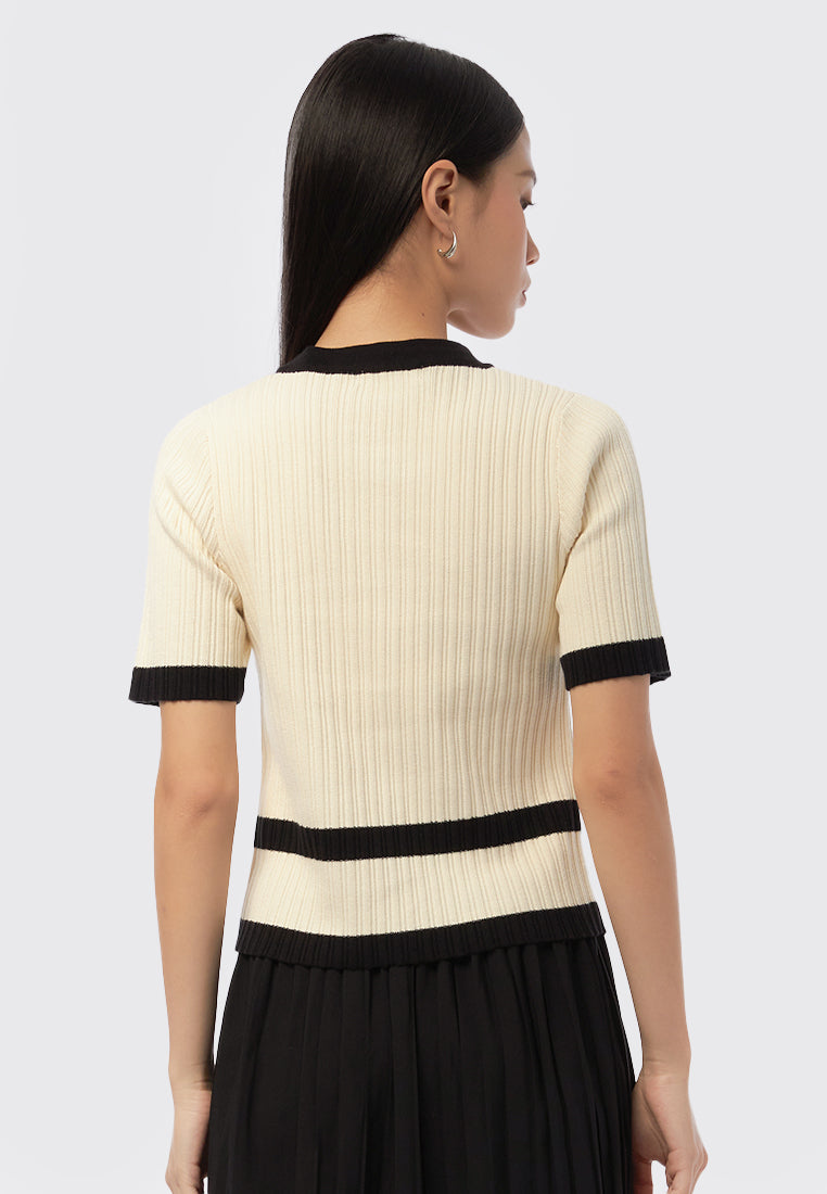 Rib Top with Contrast Lining
