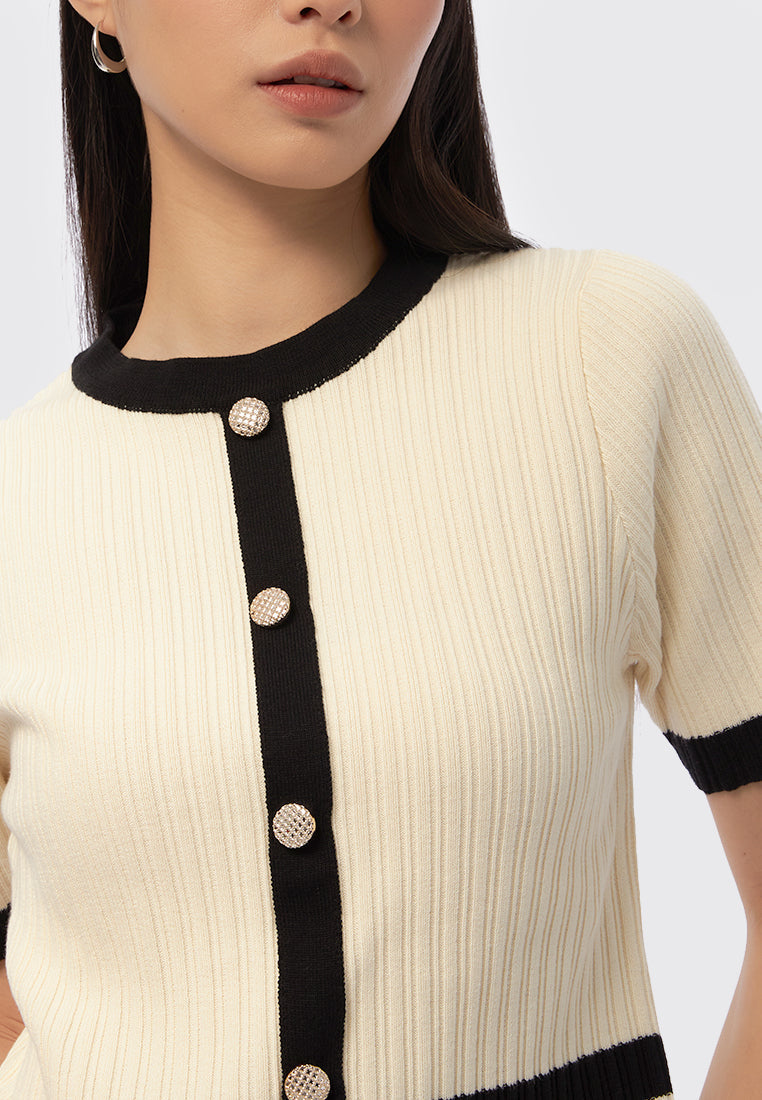Rib Top with Contrast Lining