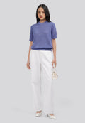Pointelle Short Sleeve Knit Top Violet