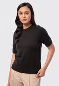 Basic Short Sleeve Knit Top Black