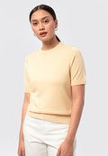 Basic Short Sleeve Knit Top Soft Yellow