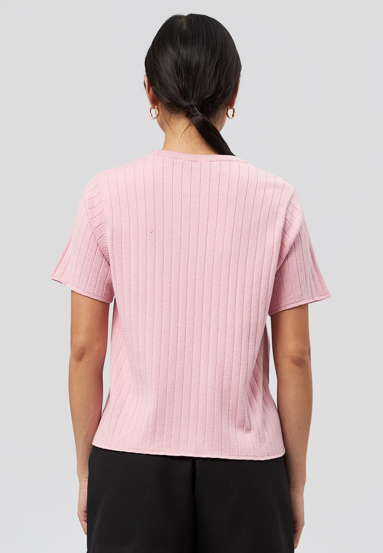Lettuce Hem Short Sleeve Top Pink