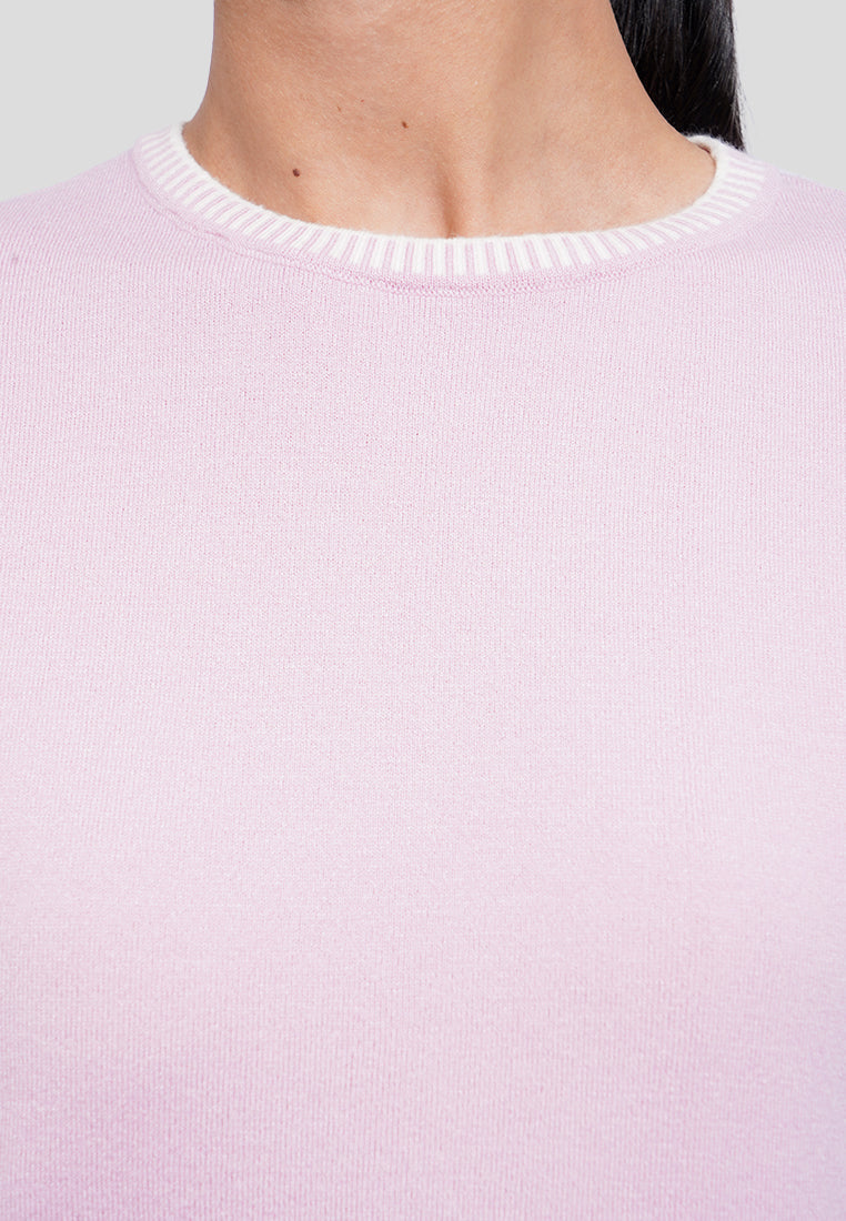 Contrast Stitch Short Sleeve Knit Top