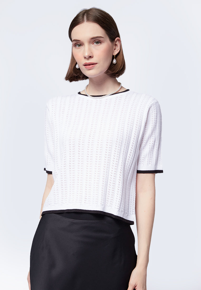 Openwork Short Sleeve Top