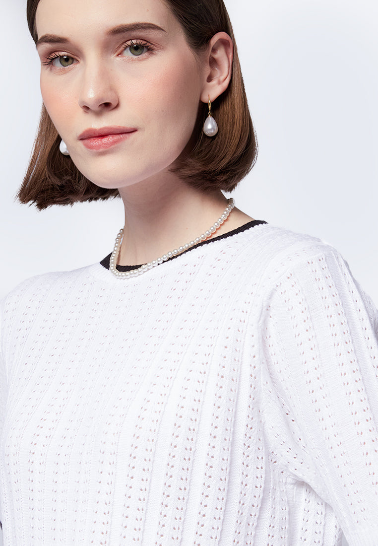 Openwork Short Sleeve Top