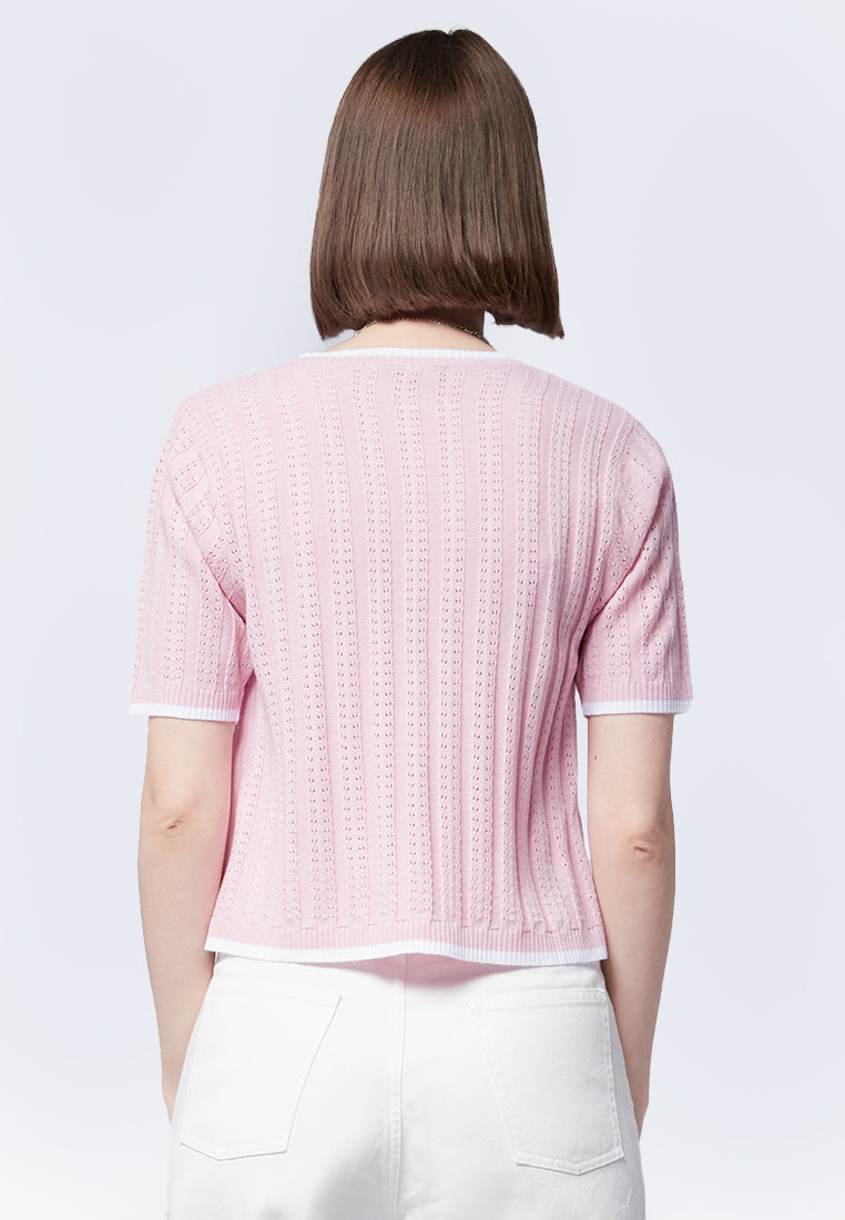 Openwork Short Sleeve Top