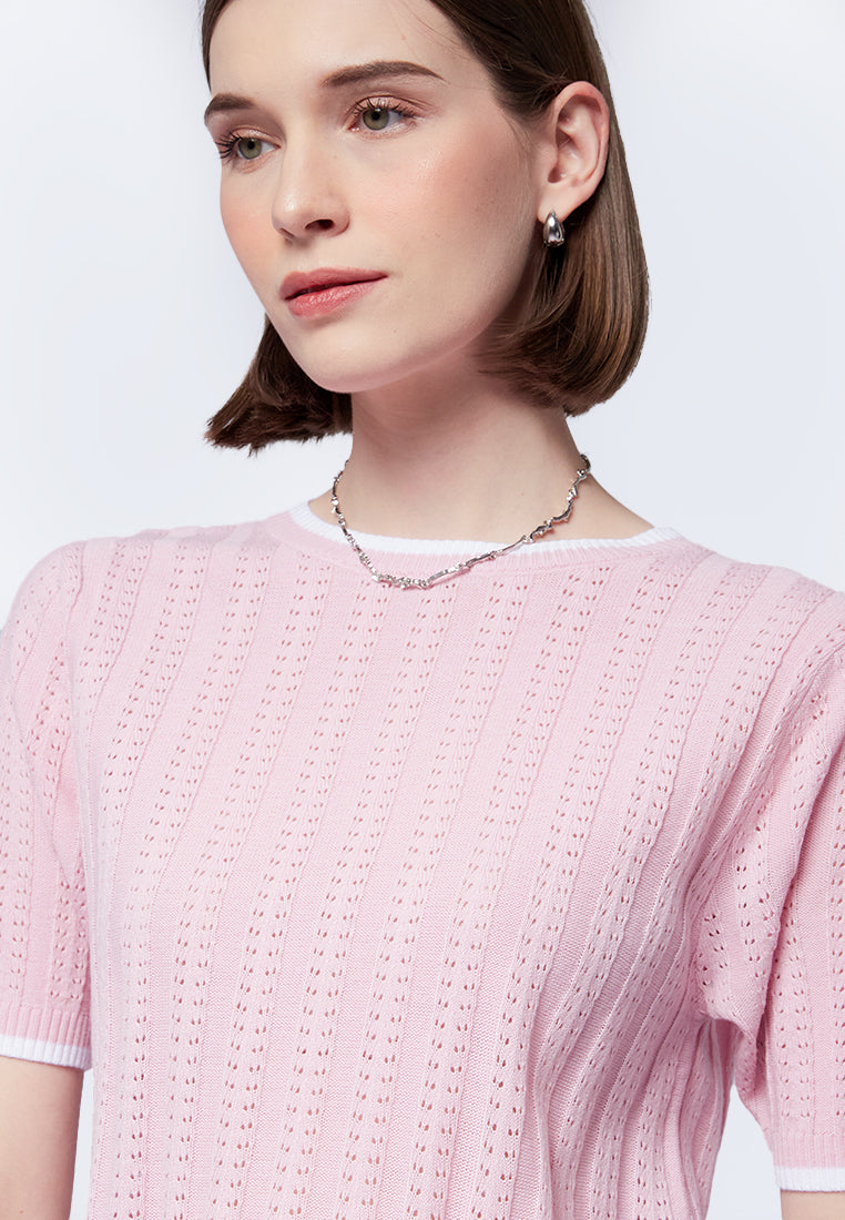 Openwork Short Sleeve Top