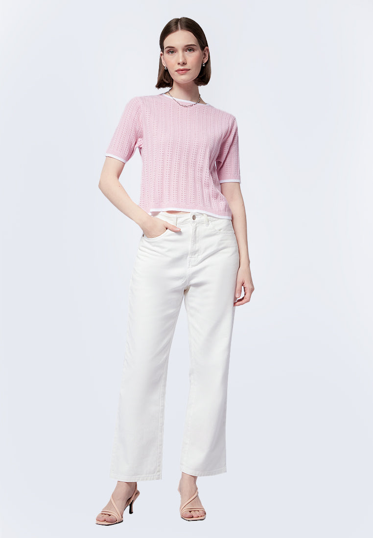 Openwork Short Sleeve Top