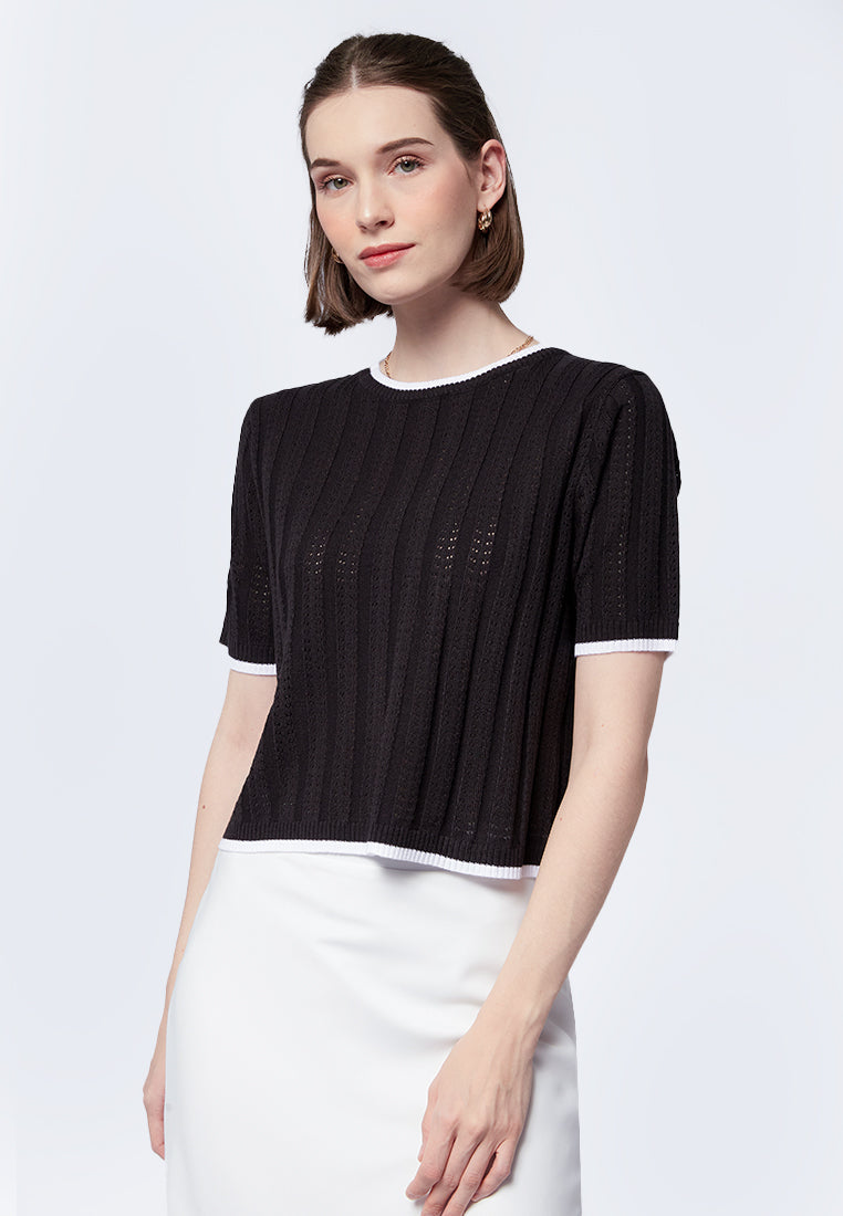 Openwork Short Sleeve Top