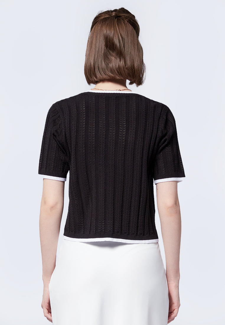Openwork Short Sleeve Top