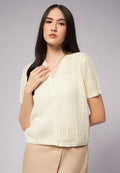Openwork Short Sleeve Knit Top