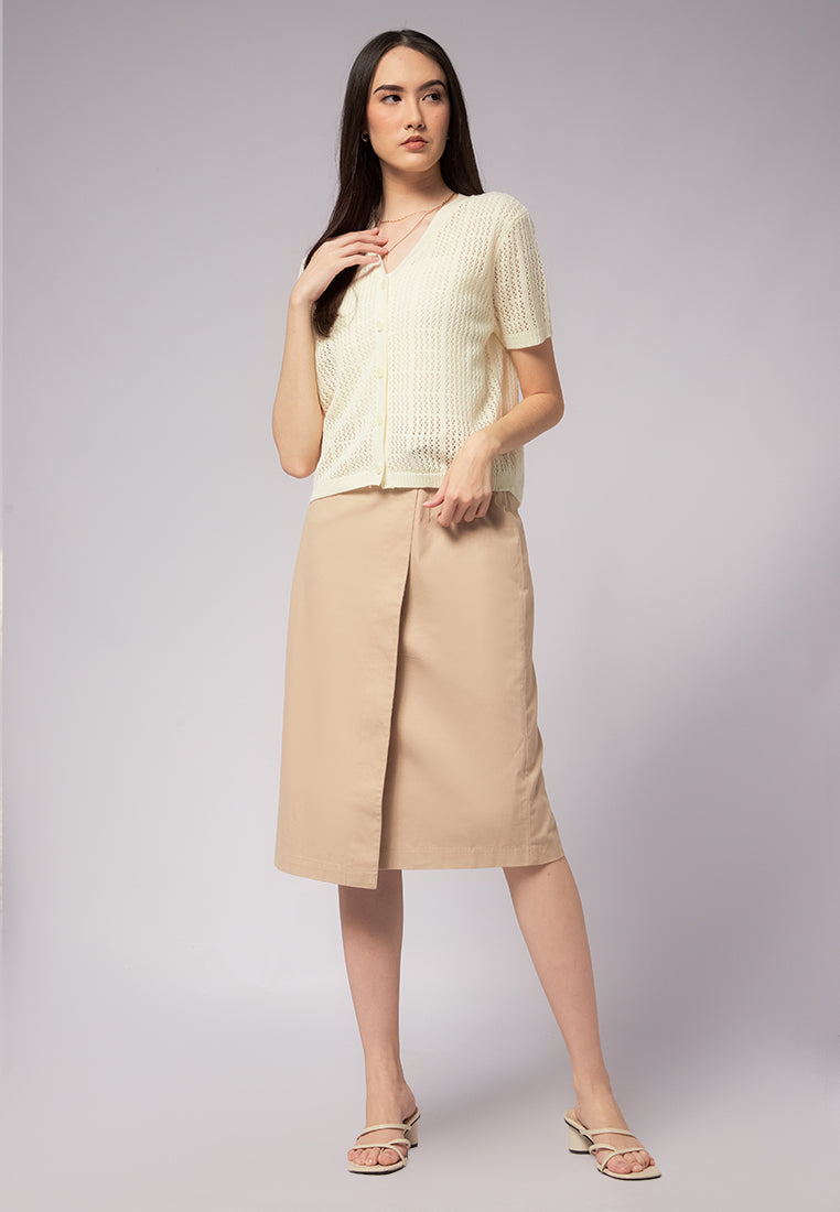 Openwork Short Sleeve Knit Top