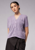 Openwork Short Sleeve Knit Top