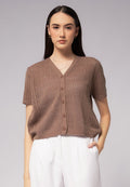 Openwork Short Sleeve Knit Top