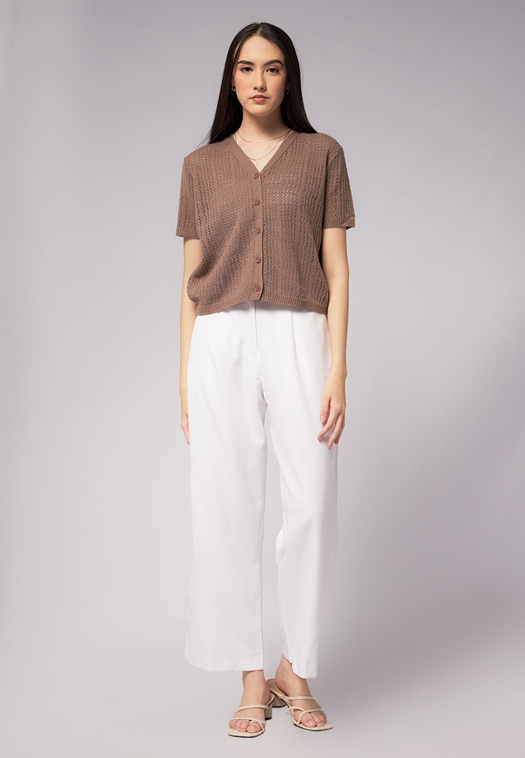 Openwork Short Sleeve Knit Top