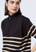 Stripes Zipper Knit Top