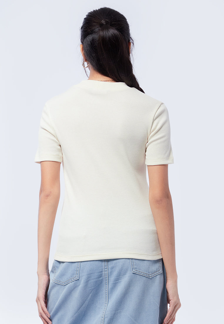 Round Neck Short Sleeve Rib T-Shirt