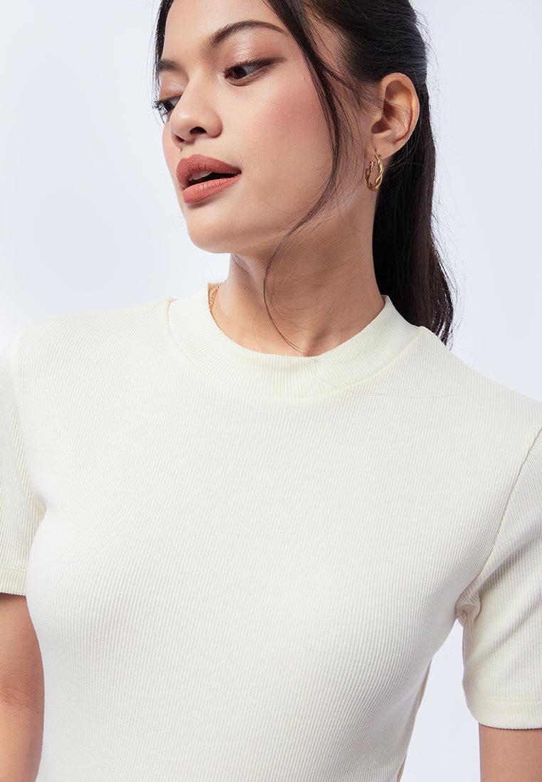 Round Neck Short Sleeve Rib T-Shirt