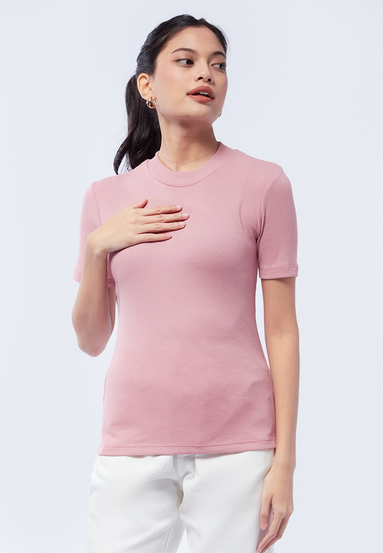 Round Neck Short Sleeve Rib T-Shirt
