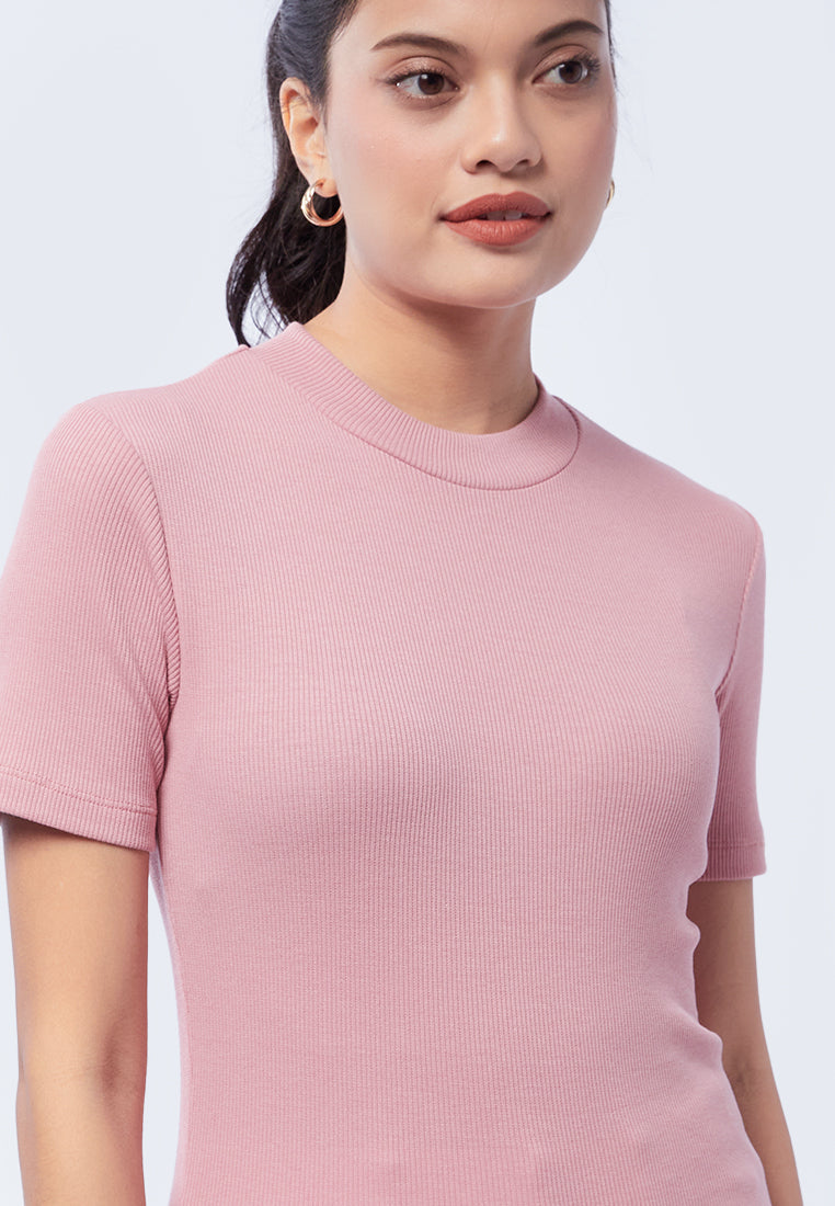Round Neck Short Sleeve Rib T-Shirt