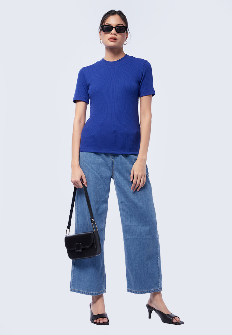 Round Neck Short Sleeve Rib T-Shirt