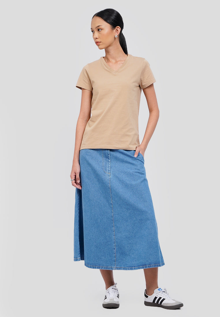 Basic V-Neck Cotton T-Shirt