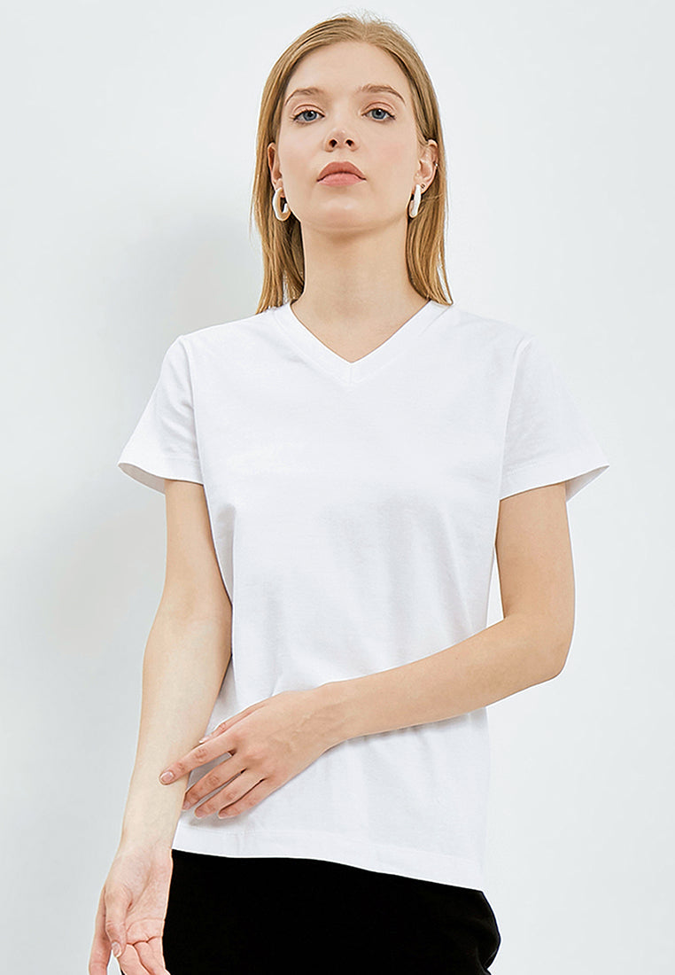 Basic V-Neck T-Shirt Off White