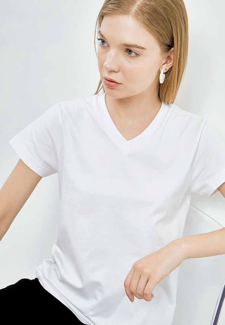Basic V-Neck T-Shirt Off White