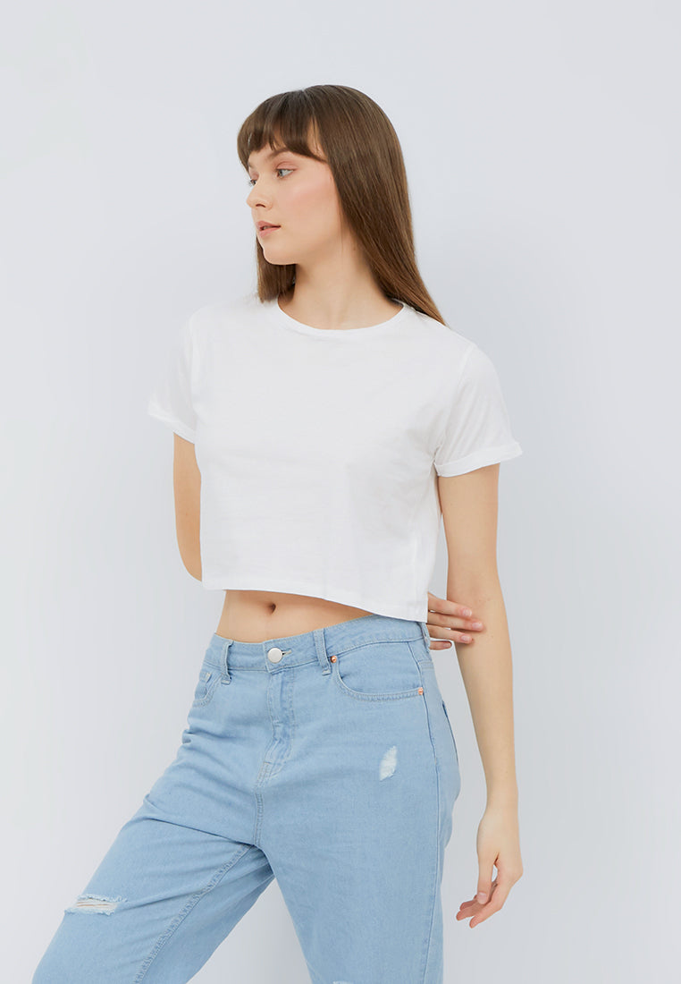 Short Sleeve Cropped T-shirt Off White