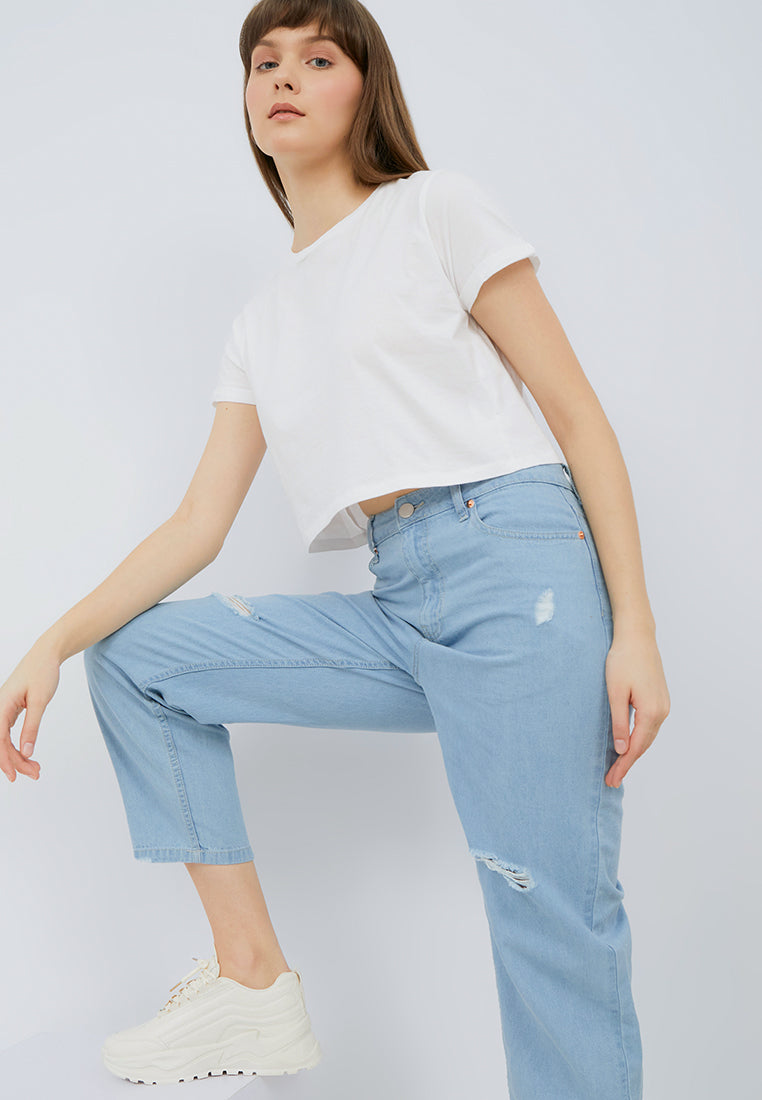 Short Sleeve Cropped T-shirt Off White