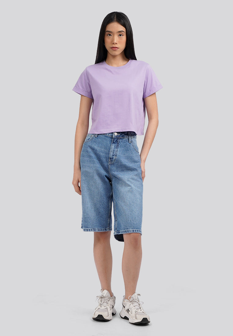 Basic Cropped Cotton T-Shirt