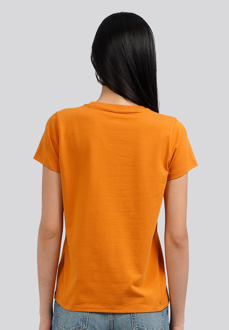 Basic Round Neck Cotton T-Shirt Pumpkin