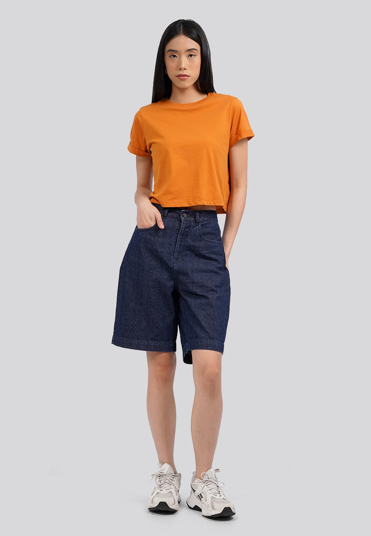 Basic Cropped Cotton T-Shirt