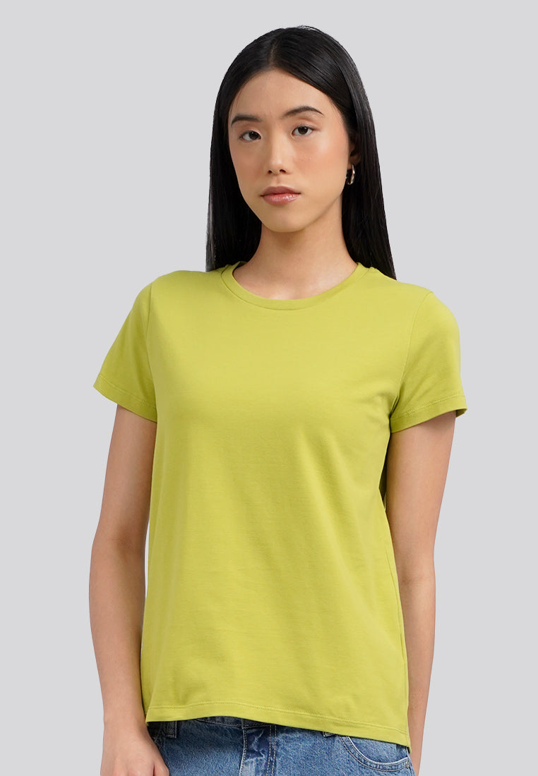 Basic Round Neck Cotton T-Shirt Chatreuse