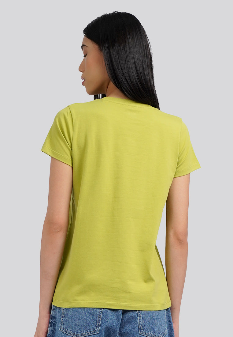 Basic Round Neck Cotton T-Shirt Chatreuse