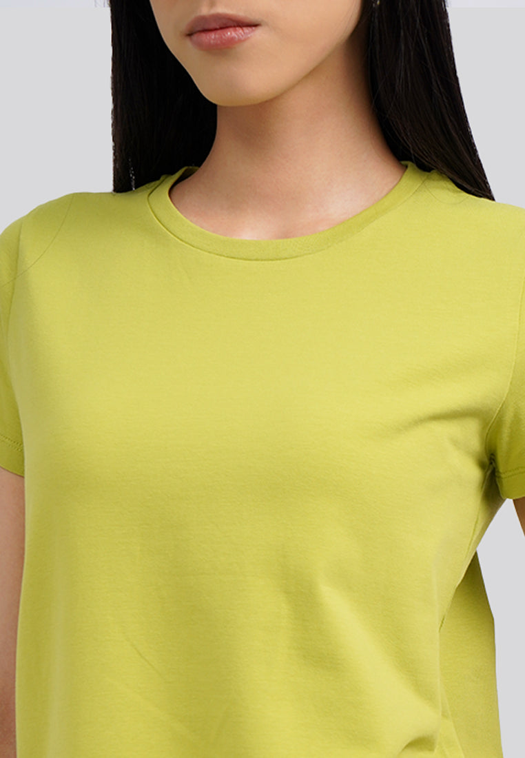 Basic Round Neck Cotton T-Shirt Chatreuse