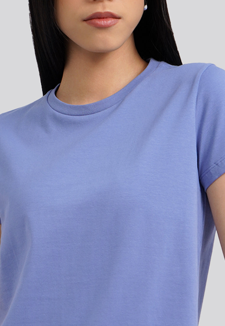 Basic Round Neck Cotton T-Shirt Dusk