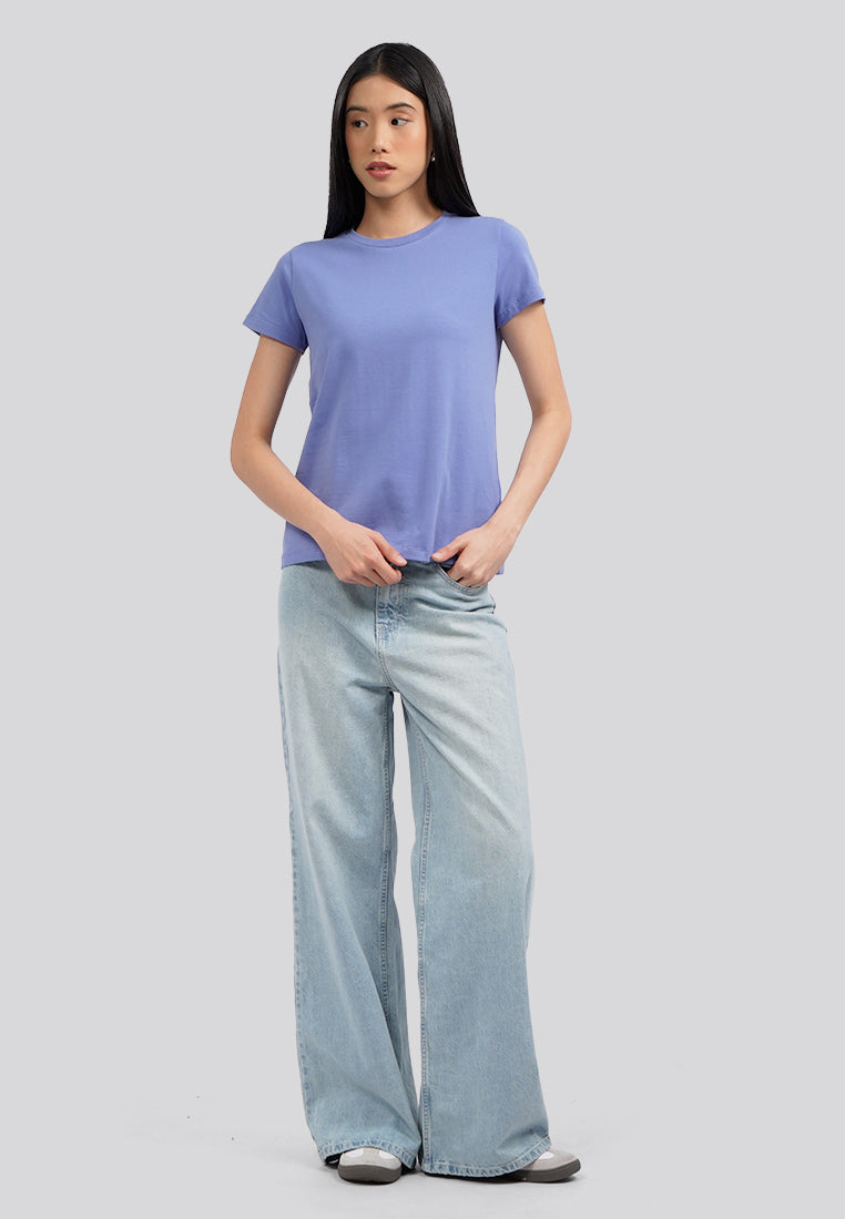 Basic Round Neck Cotton T-Shirt Dusk