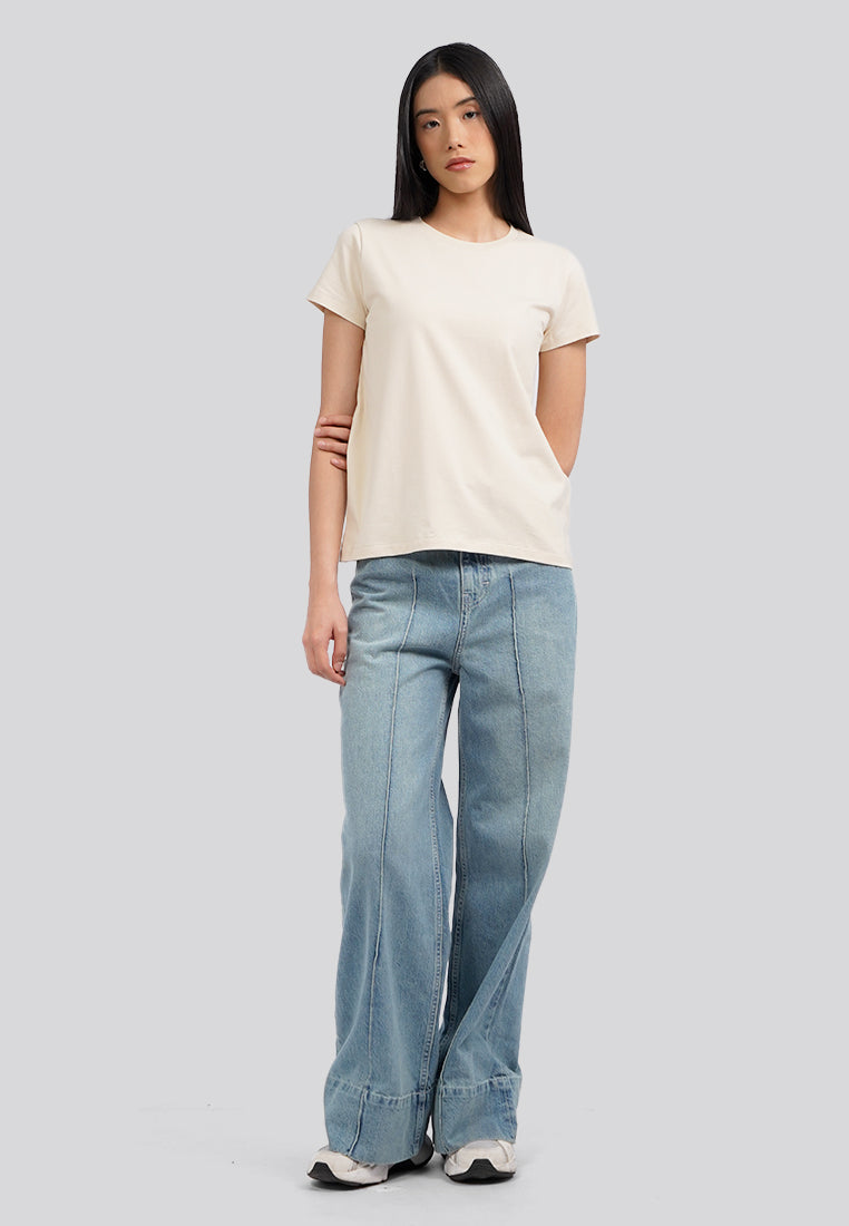 Basic Round Neck Cotton T-Shirt Grey