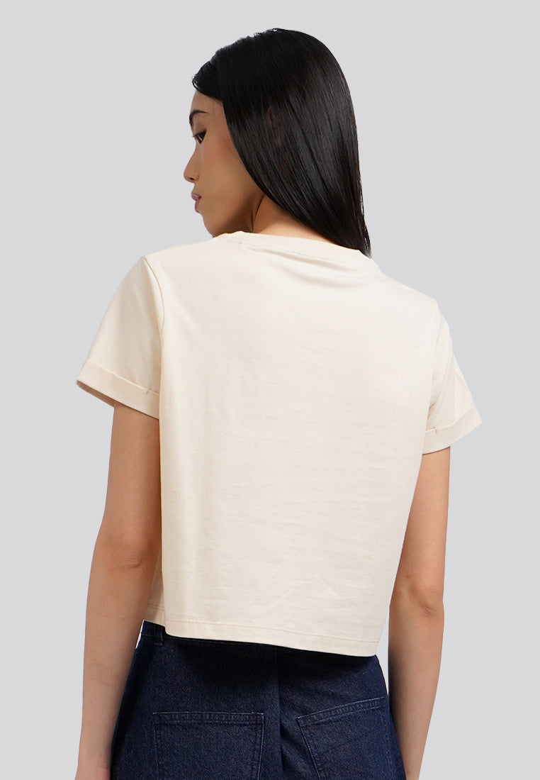 Basic Cropped Cotton T-Shirt Grey