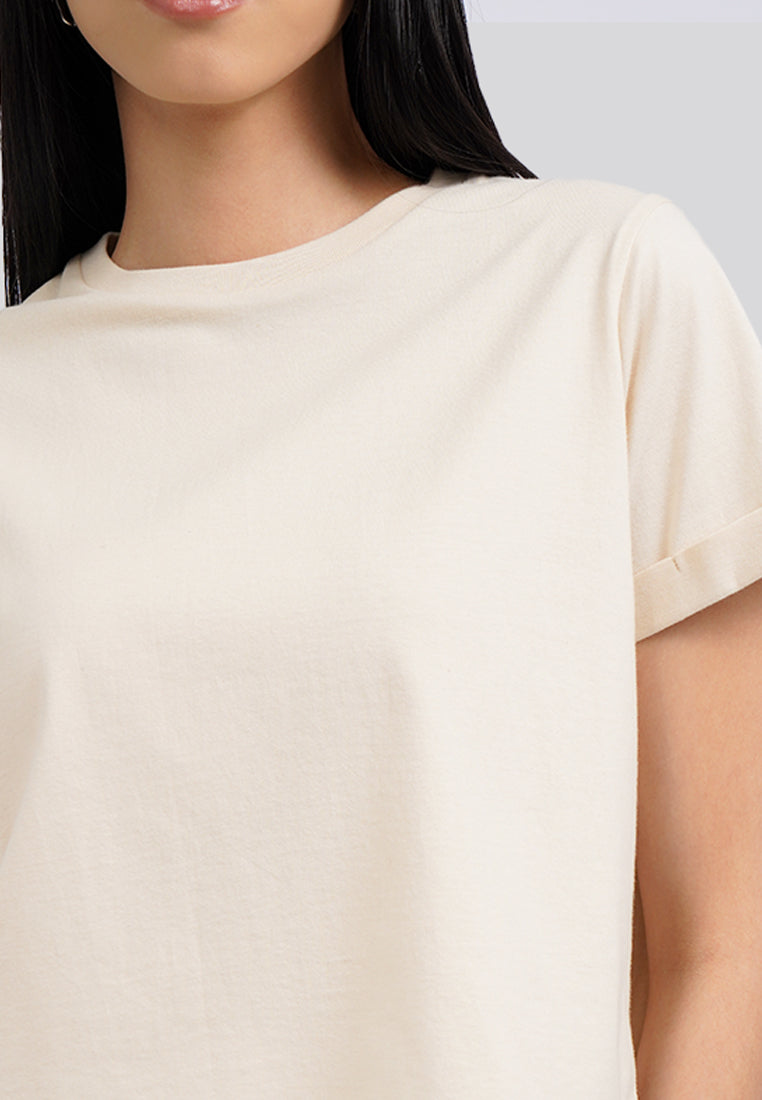 Basic Cropped Cotton T-Shirt Grey