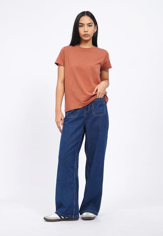 Basic Round Neck Cotton T-Shirt