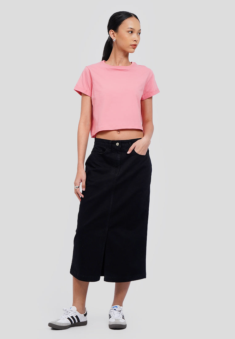 Basic Round Neck Crop T-Shirt
