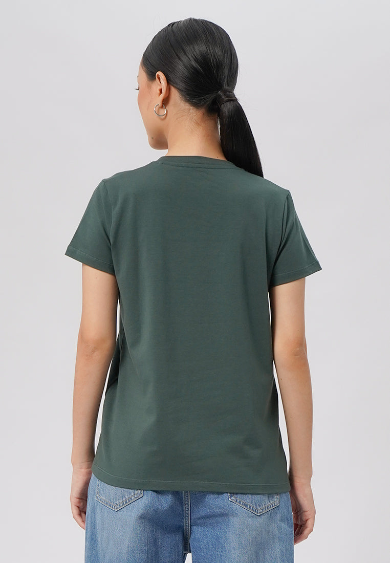 Basic V-Neck Cotton T-Shirt Emerald