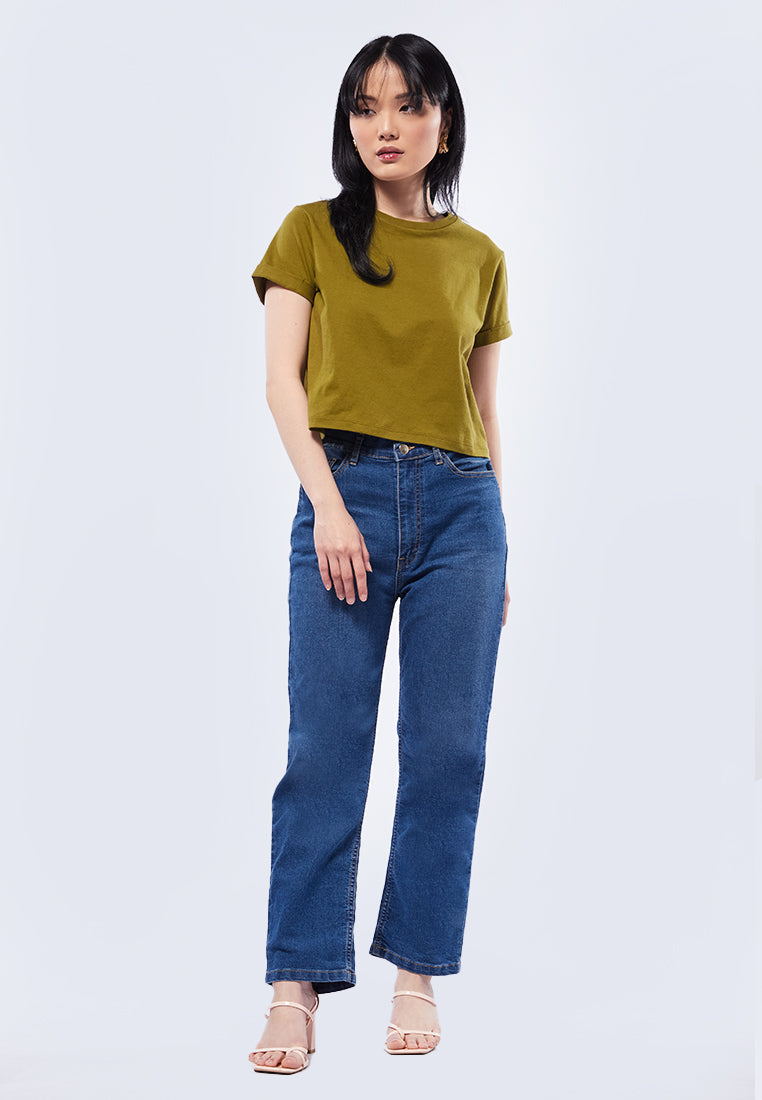 Basic Cropped Cotton T-Shirt