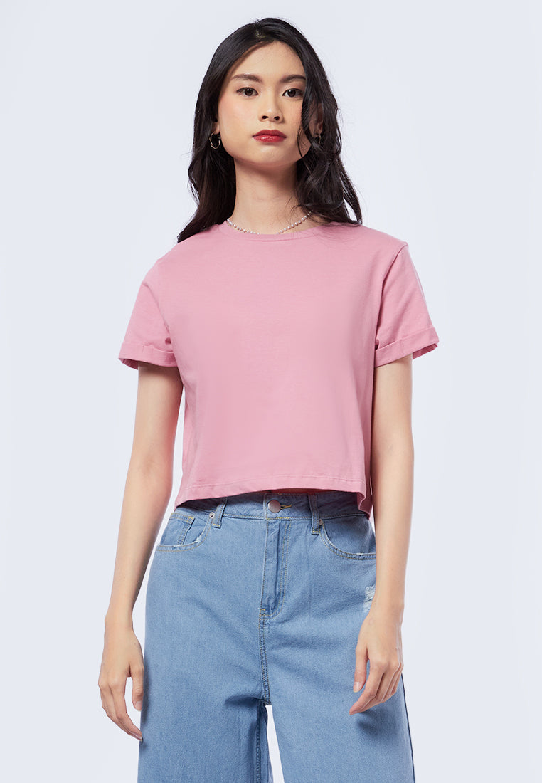 Basic Cropped Cotton T-Shirt